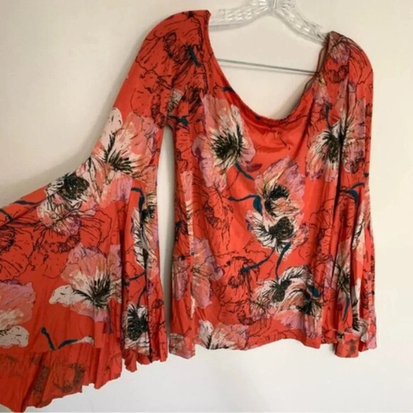 We The Free Printed Birds  Of Paradise Top Mulitcolour Flared Sleeves L - Picture 7 of 15